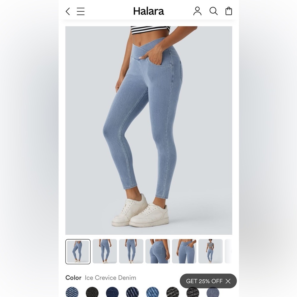 Halara Small 7/8 NWT Flex™ High Waisted Crossover Pockets Denim Work Leggings